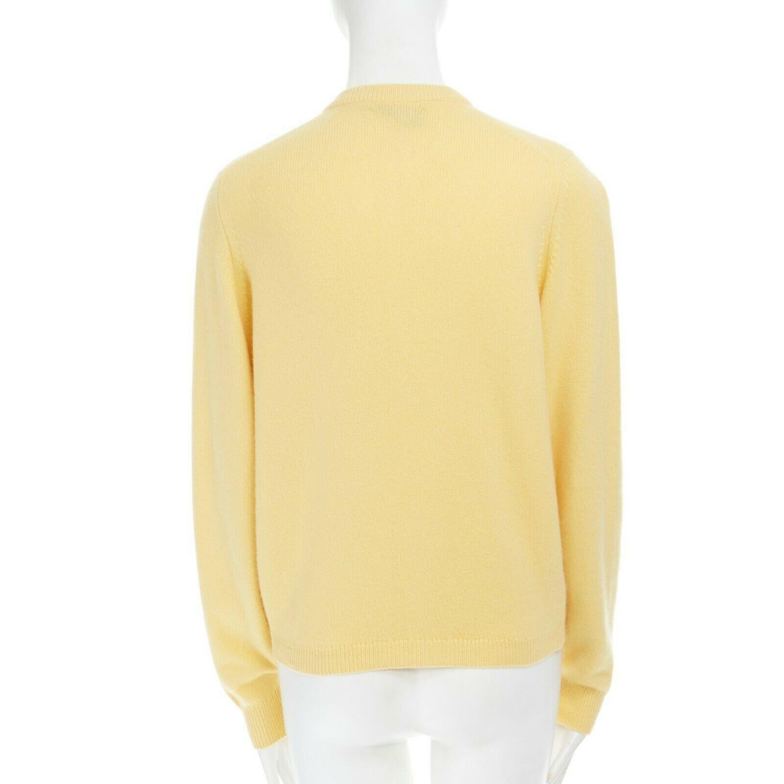 Yellow BALLANTYNE 100% pure cashmere yellow gold-tone button cardigan sweater IT44
