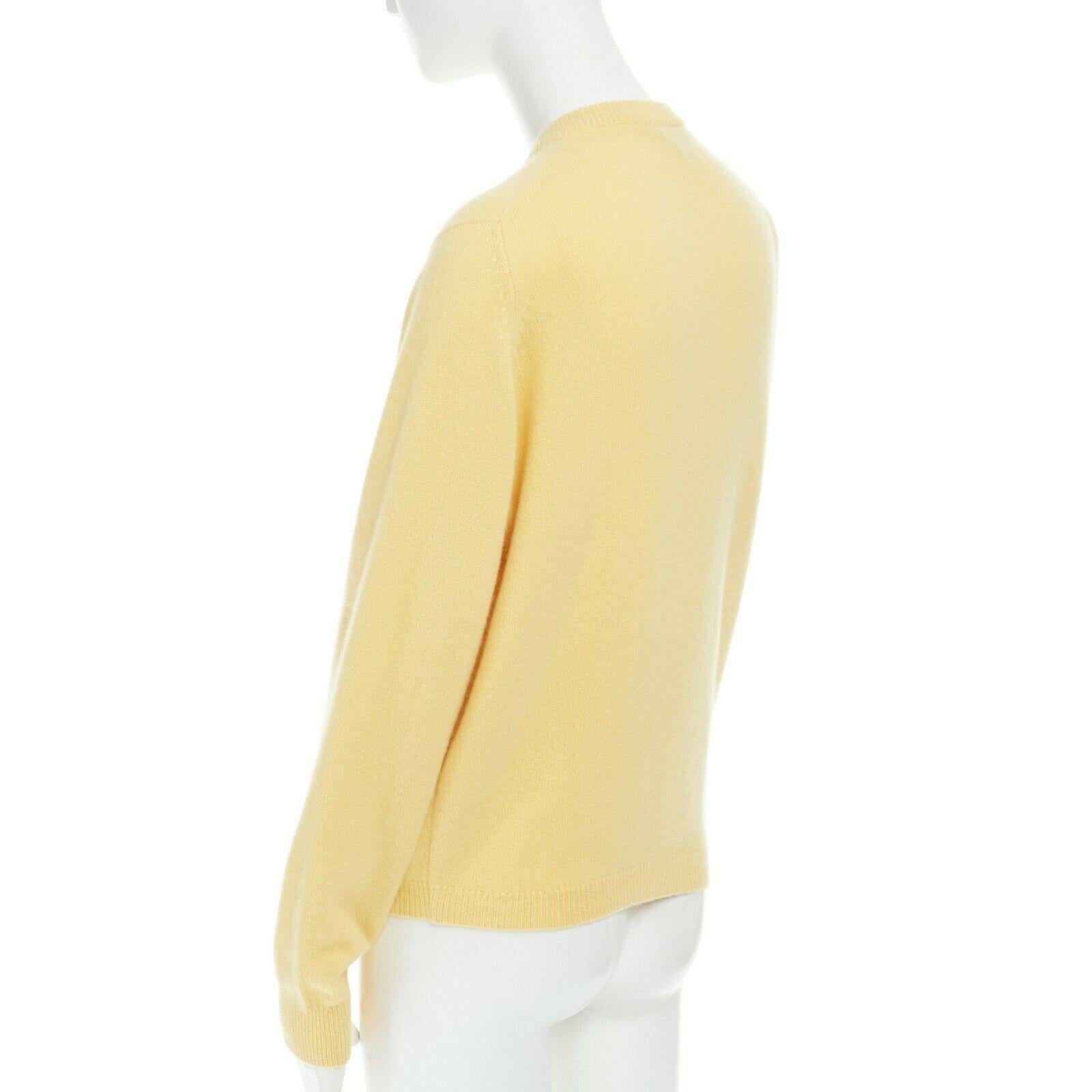 Women's BALLANTYNE 100% pure cashmere yellow gold-tone button cardigan sweater IT44
