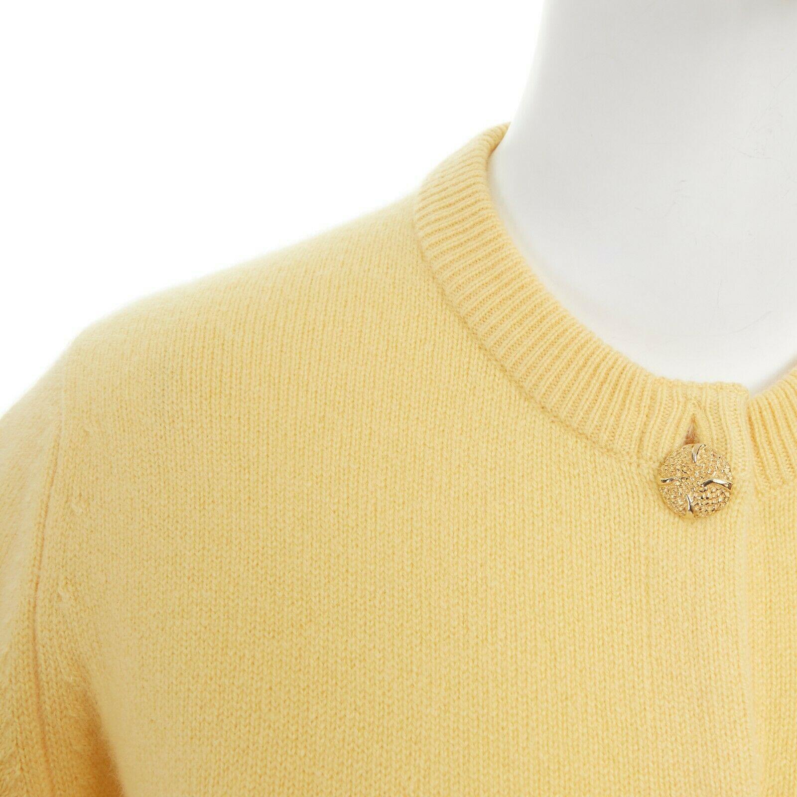 BALLANTYNE 100% pure cashmere yellow gold-tone button cardigan sweater IT44 1