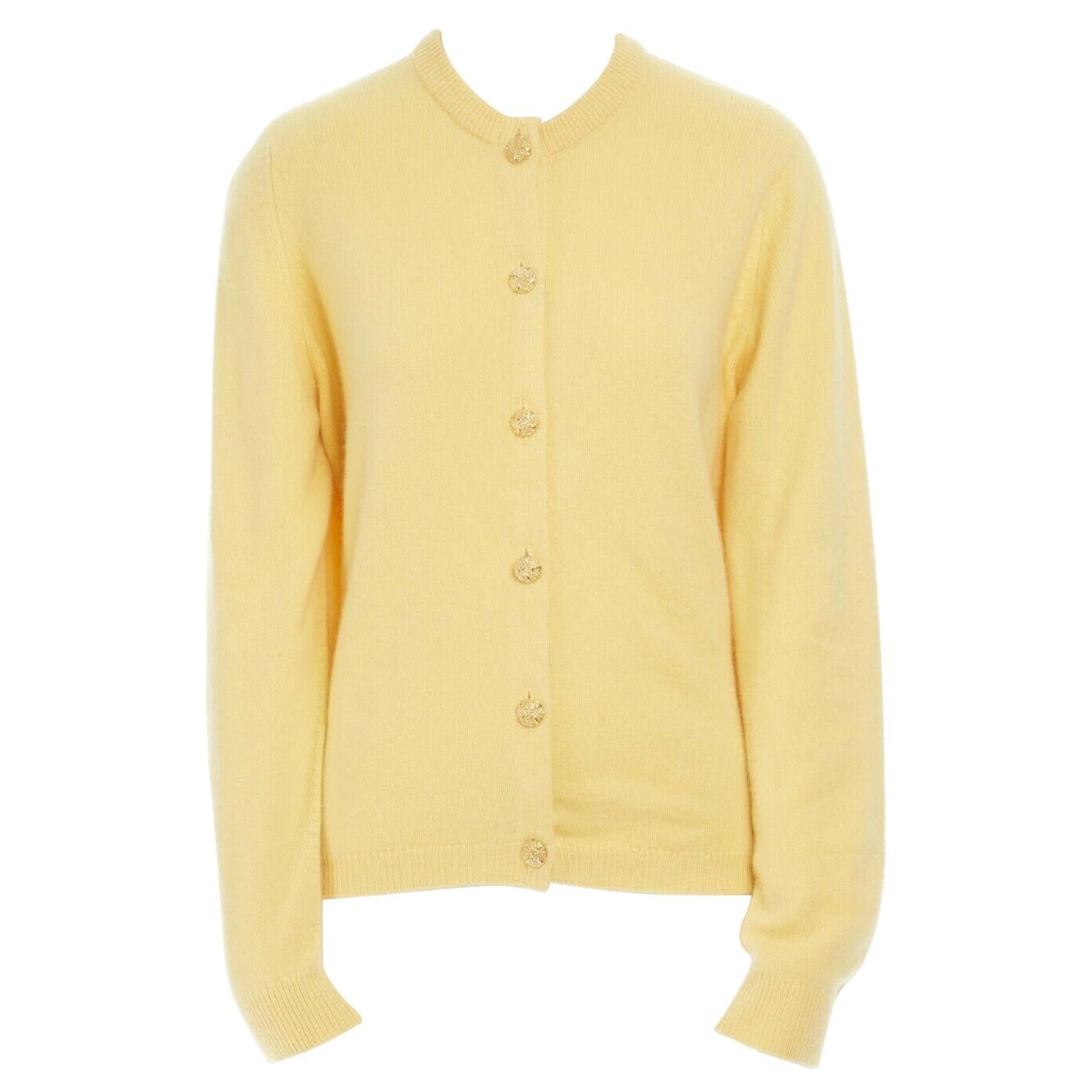 BALLANTYNE 100% pure cashmere yellow gold-tone button cardigan sweater ...