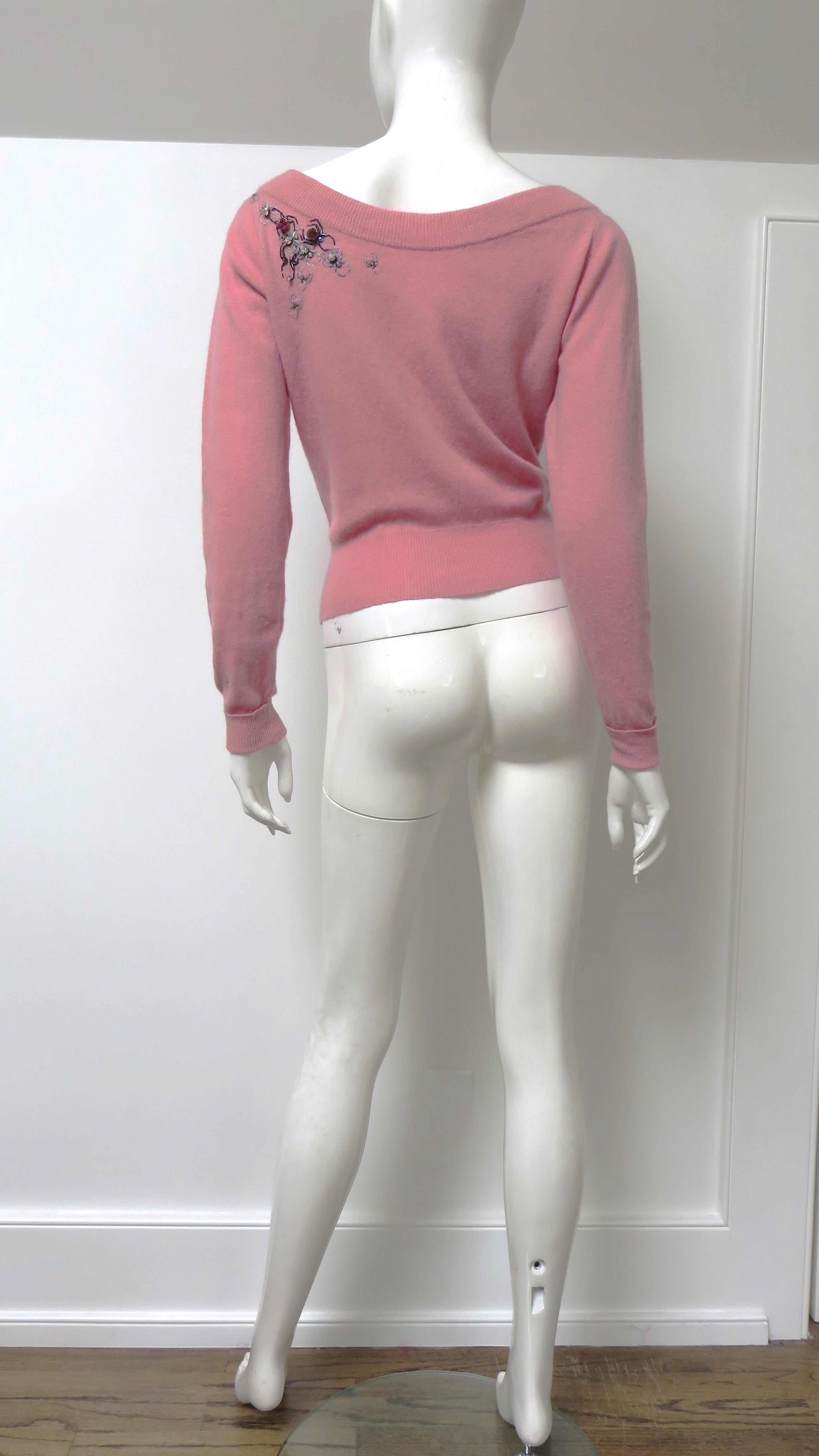 Ballantyne Cashmere Ladybug Sweater 1950s For Sale 6
