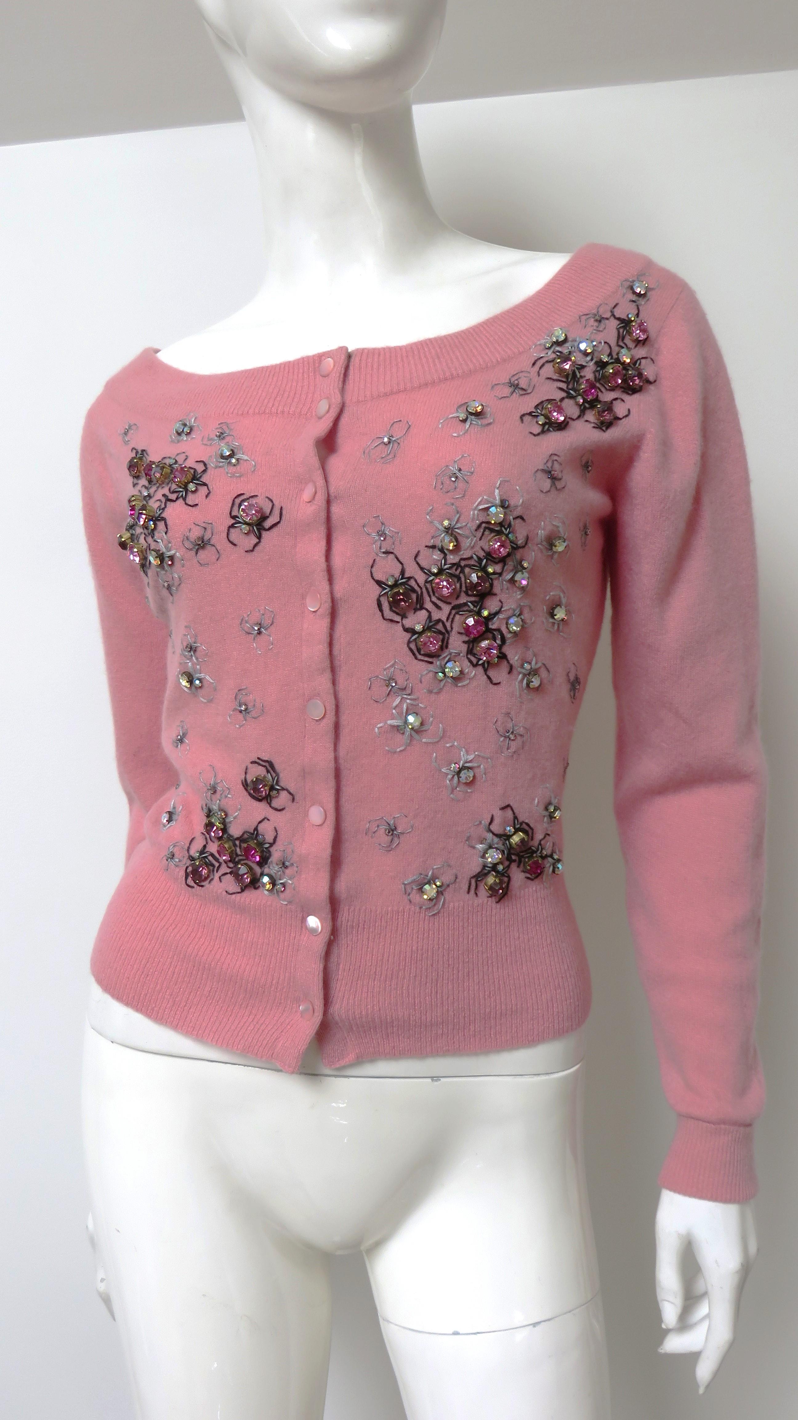 Brown Ballantyne Cashmere Ladybug Sweater 1950s For Sale