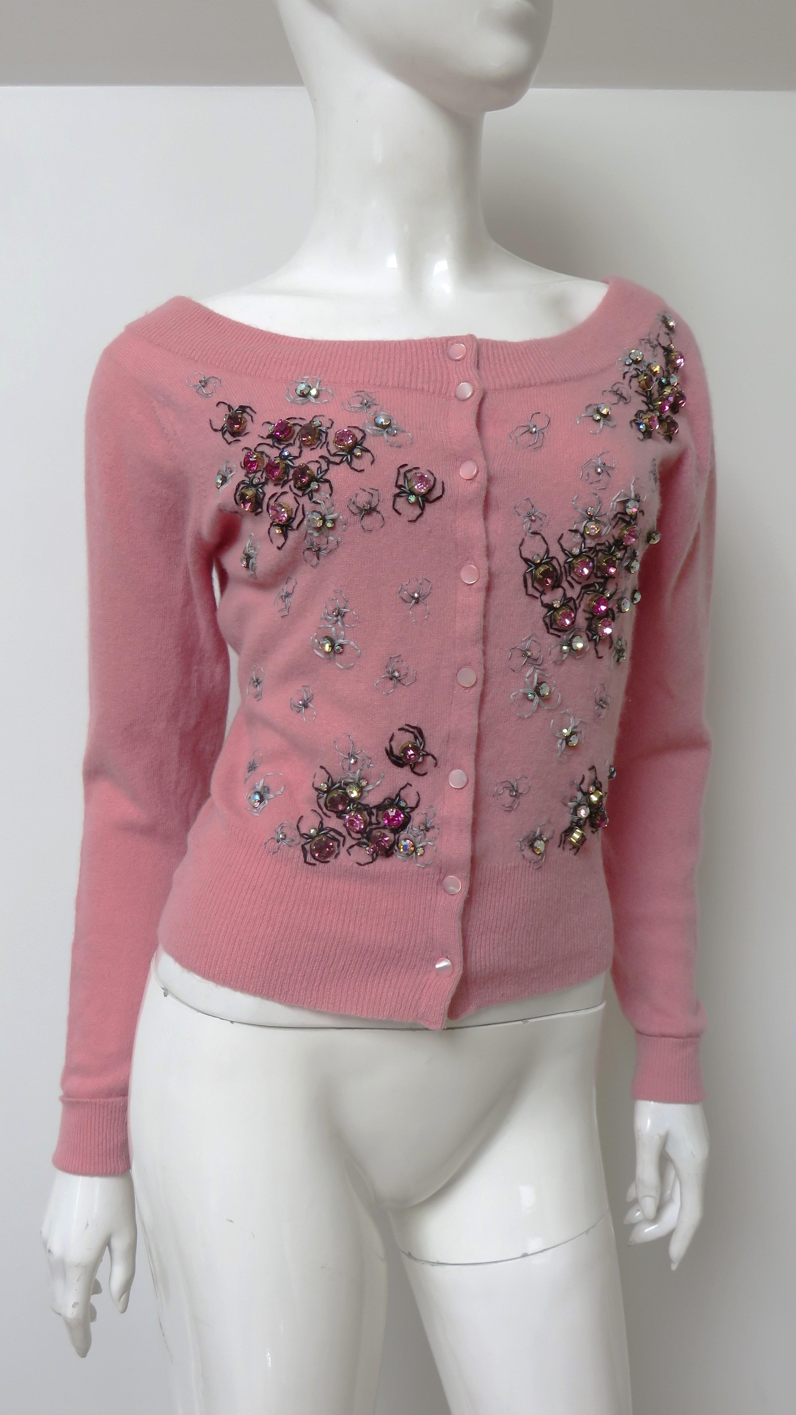 Ballantyne Cashmere Ladybug Sweater 1950s For Sale 1