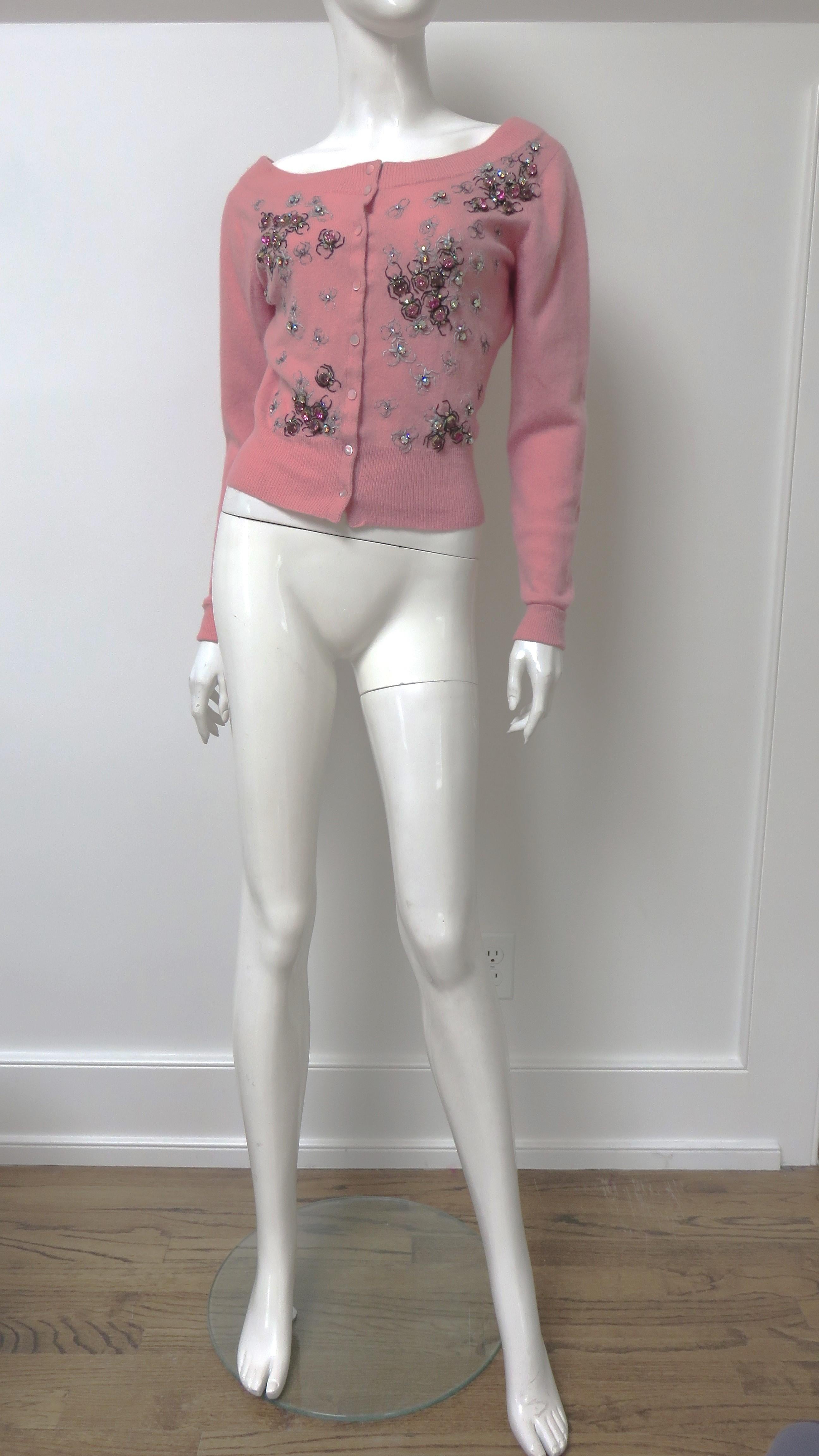 Ballantyne Cashmere Ladybug Sweater 1950s For Sale 2