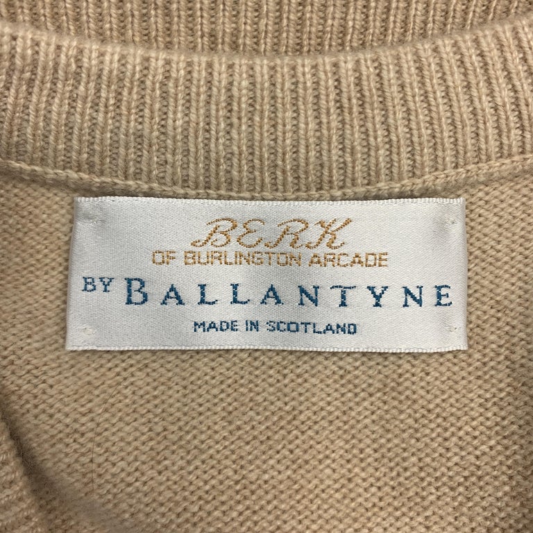 BALLANTYNE Size XL Khaki Knitted Cashmere V-Neck Sweater Vest at 1stDibs