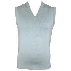 BALLANTYNE Gilet col V en cachemire bleu clair Taille XL