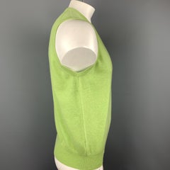 BALLANTYNE Size XL Light Green Cashmere V-Neck Sweater Vest