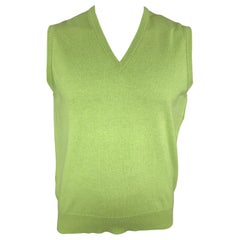 BALLANTYNE Size XL Light Green Cashmere V-Neck Sweater Vest