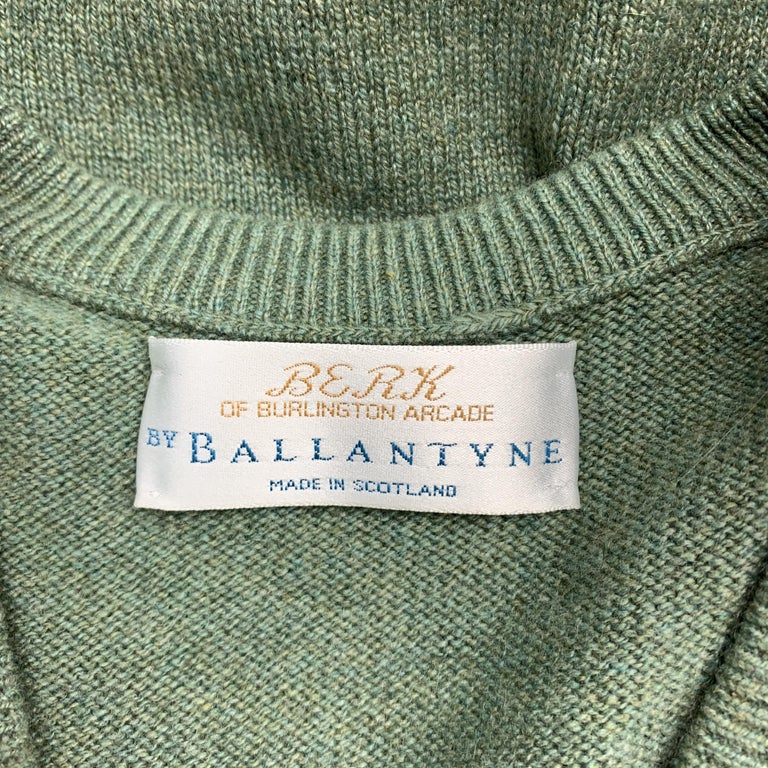 BALLANTYNE Size XL Moss Green Cashmere V-Neck Sweater Vest at 1stDibs ...