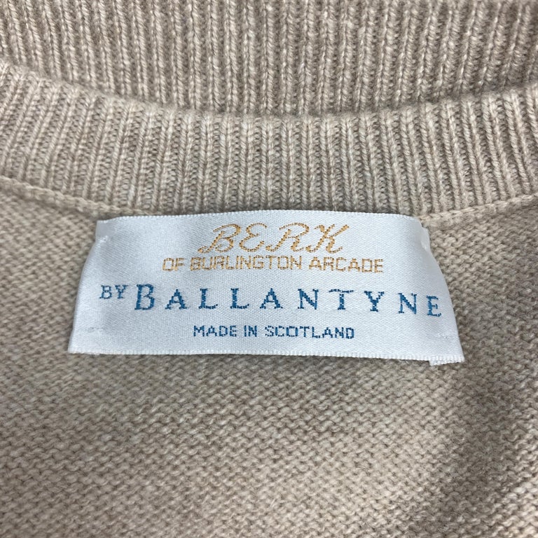 BALLANTYNE Size XL Oatmeal Cashmere V-Neck Sweater Vest at 1stDibs