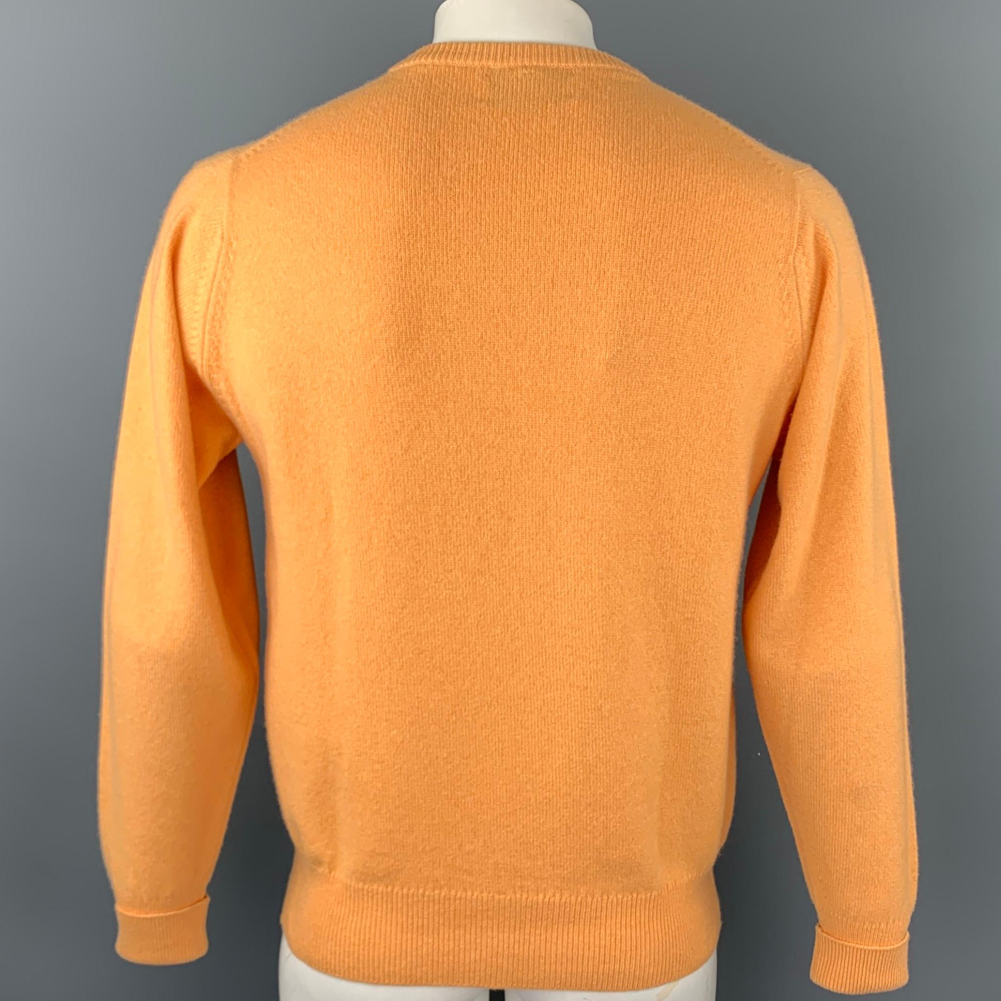 Orange BALLANTYNE Size XL Peach Cashmere Crew-Neck Sweater