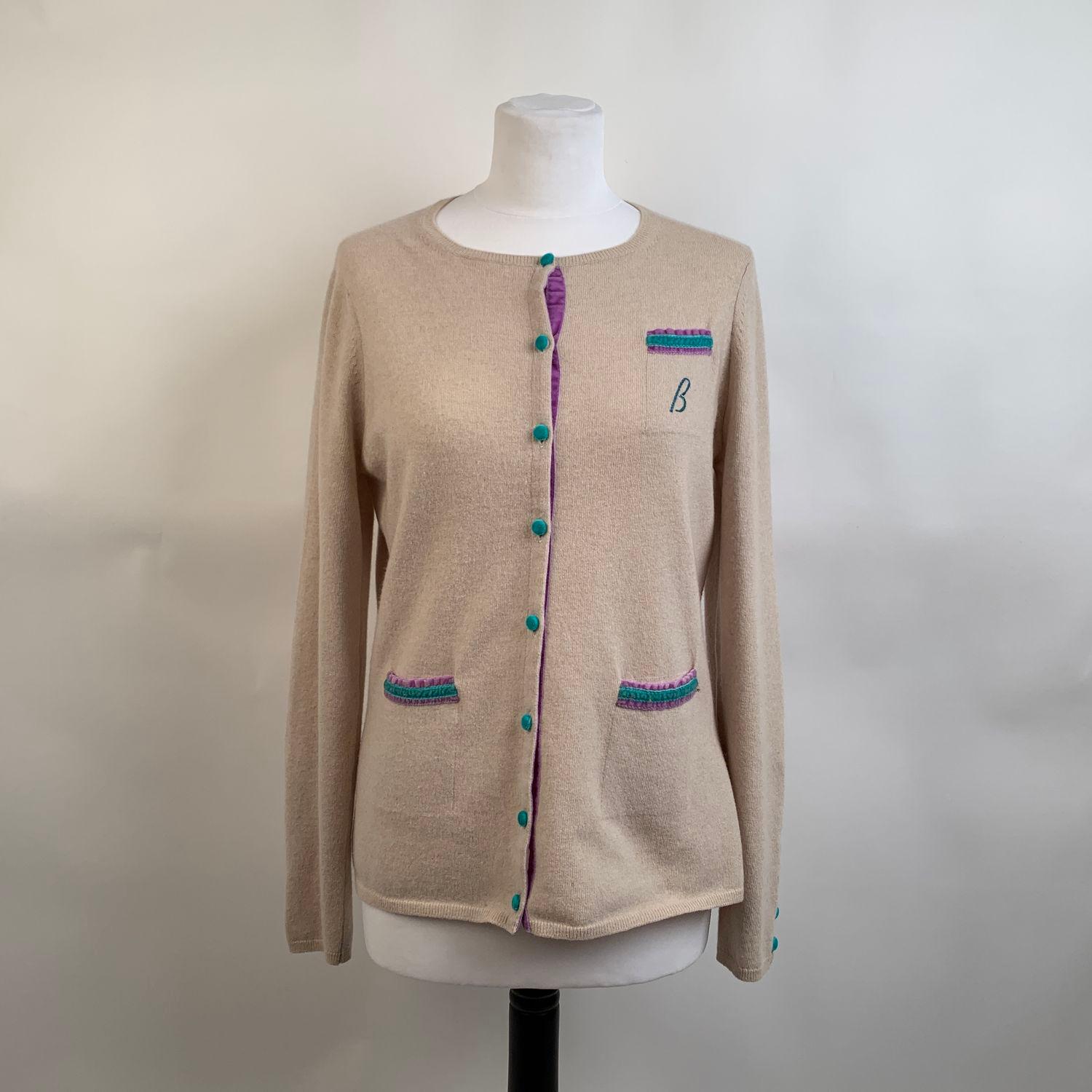 Women's Ballantyne Vintage Beige Cashmere Cardigan Size 42