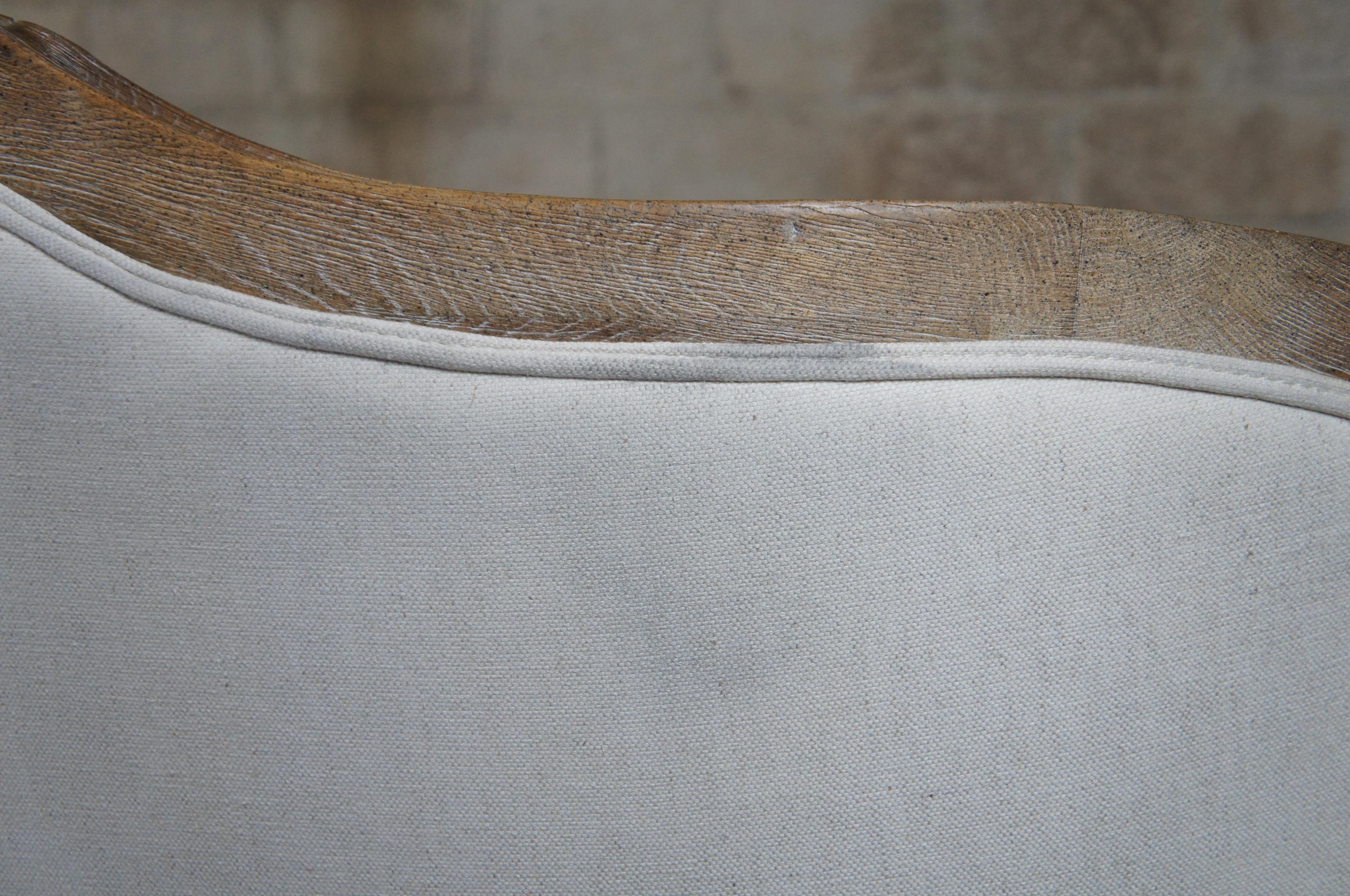 20th Century Ballard Designs French Louis XV Inspired Oak Sofia Upholstered Settee Love Seat