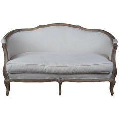 Used Ballard Designs French Louis XV Inspired Oak Sofia Upholstered Settee Love Seat