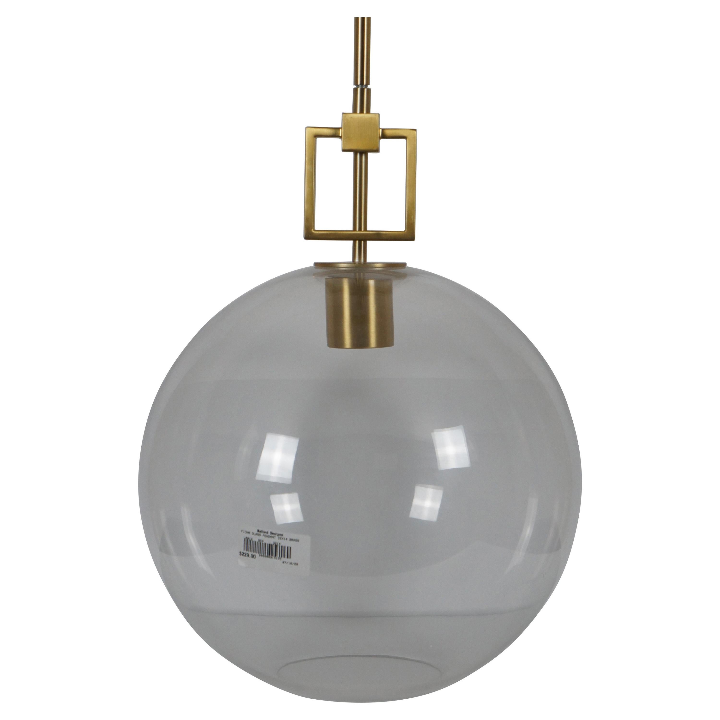 Ballard Designs Modern Fiona Glass Pendant Ceiling Bar Light Globe Brass 45 For Sale