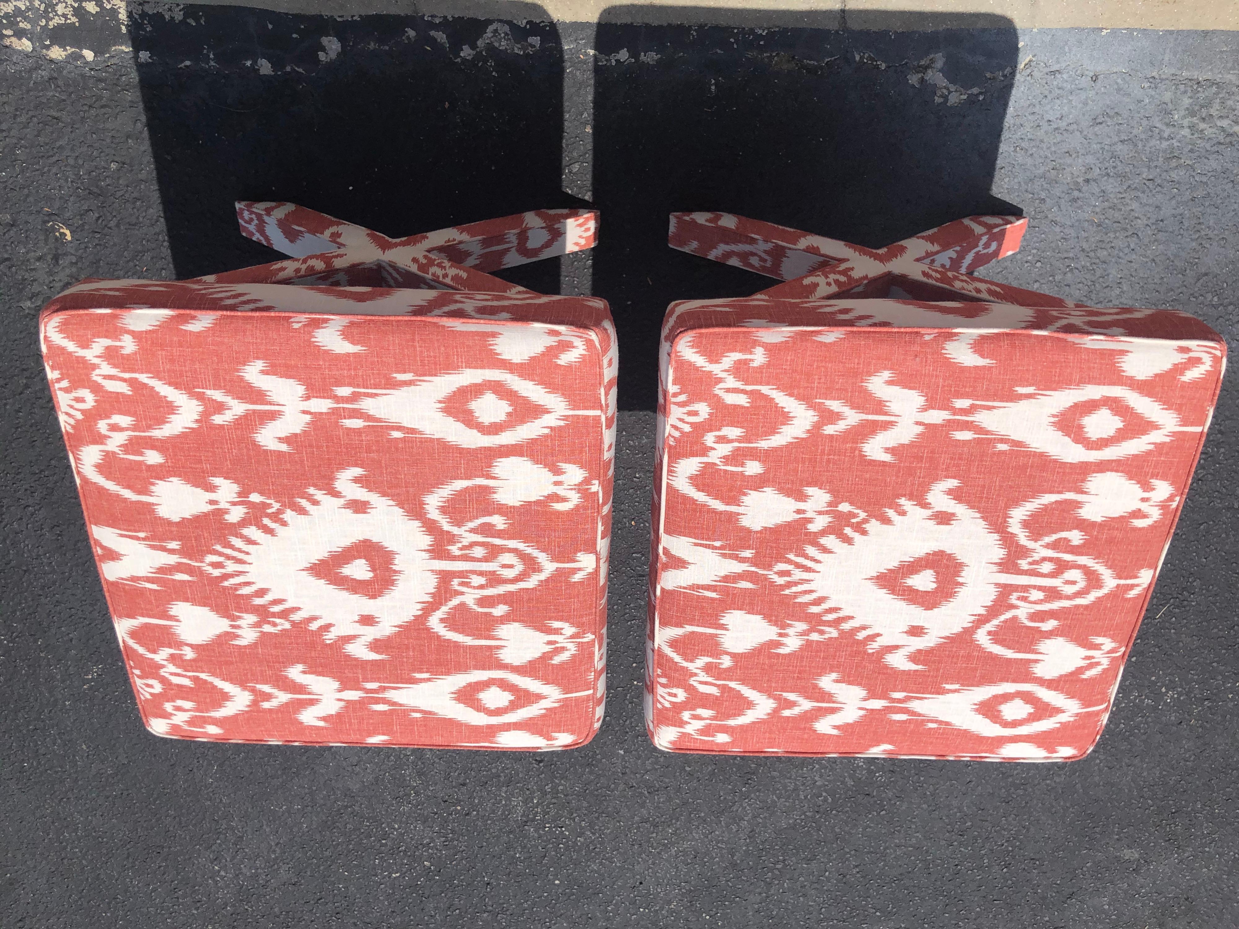 Ballard Designs Pair of X Based Ottomans 2