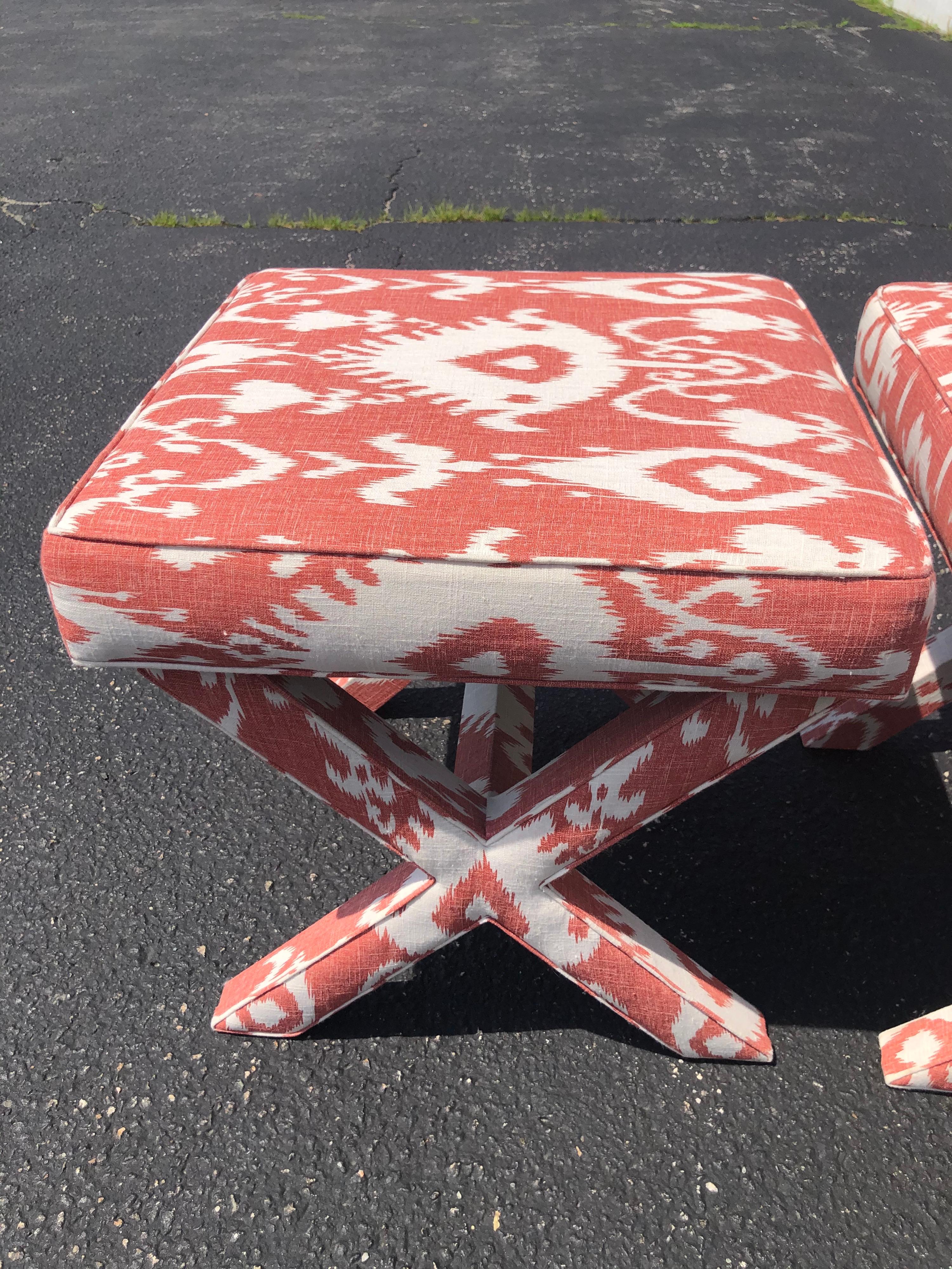 Ballard Designs Pair of X Based Ottomans 3