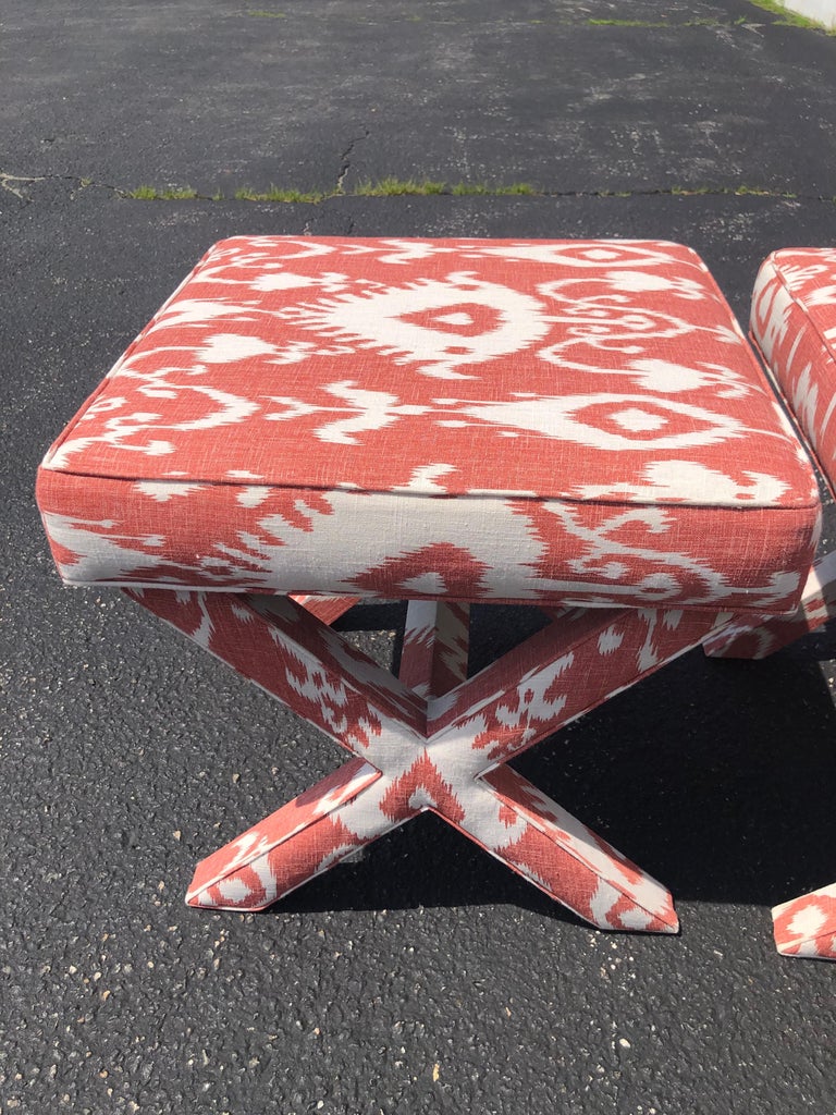 Ballard Designs Pair of X Based Ottomans at 1stDibs