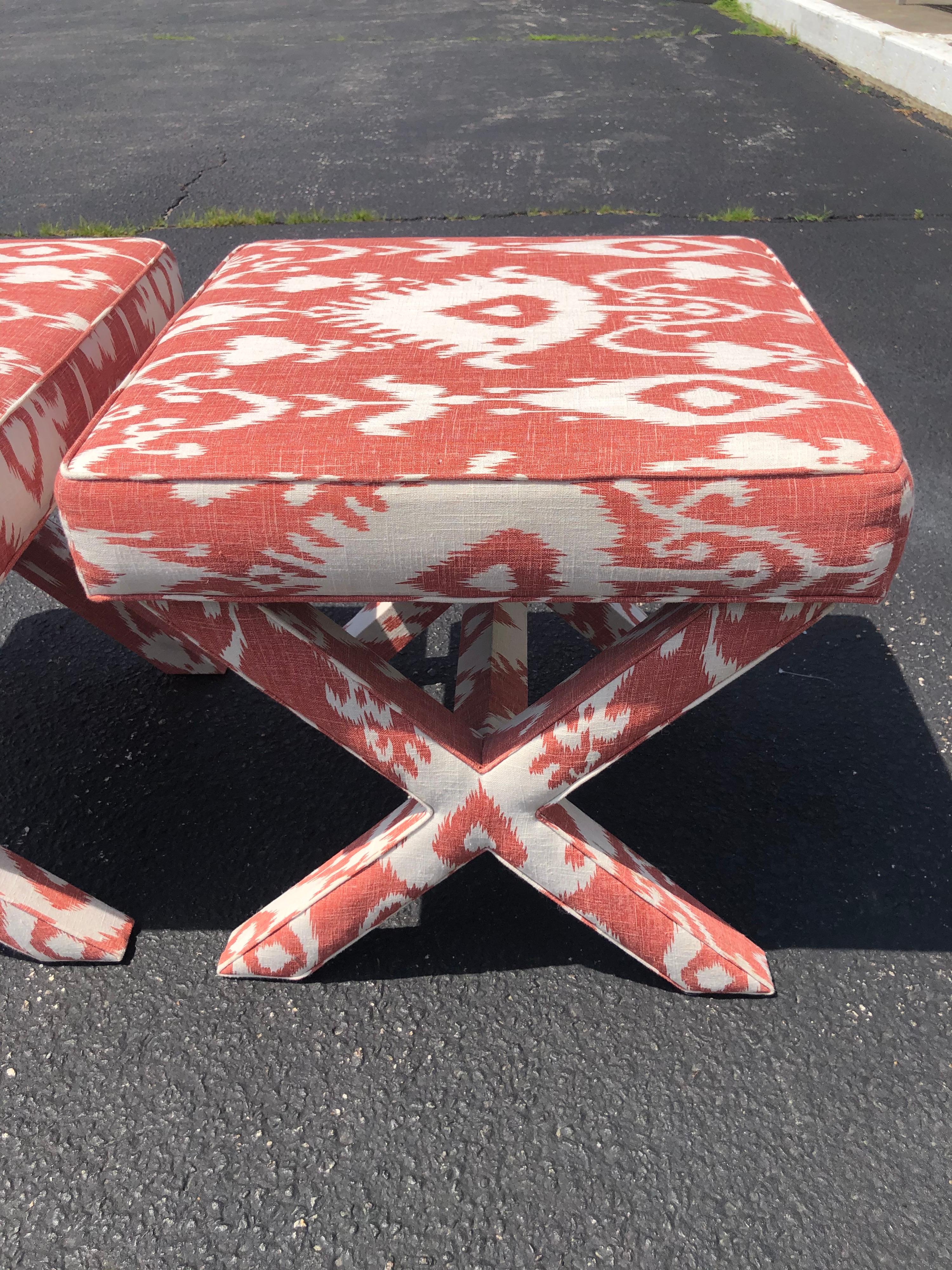 Ballard Designs Pair of X Based Ottomans 4