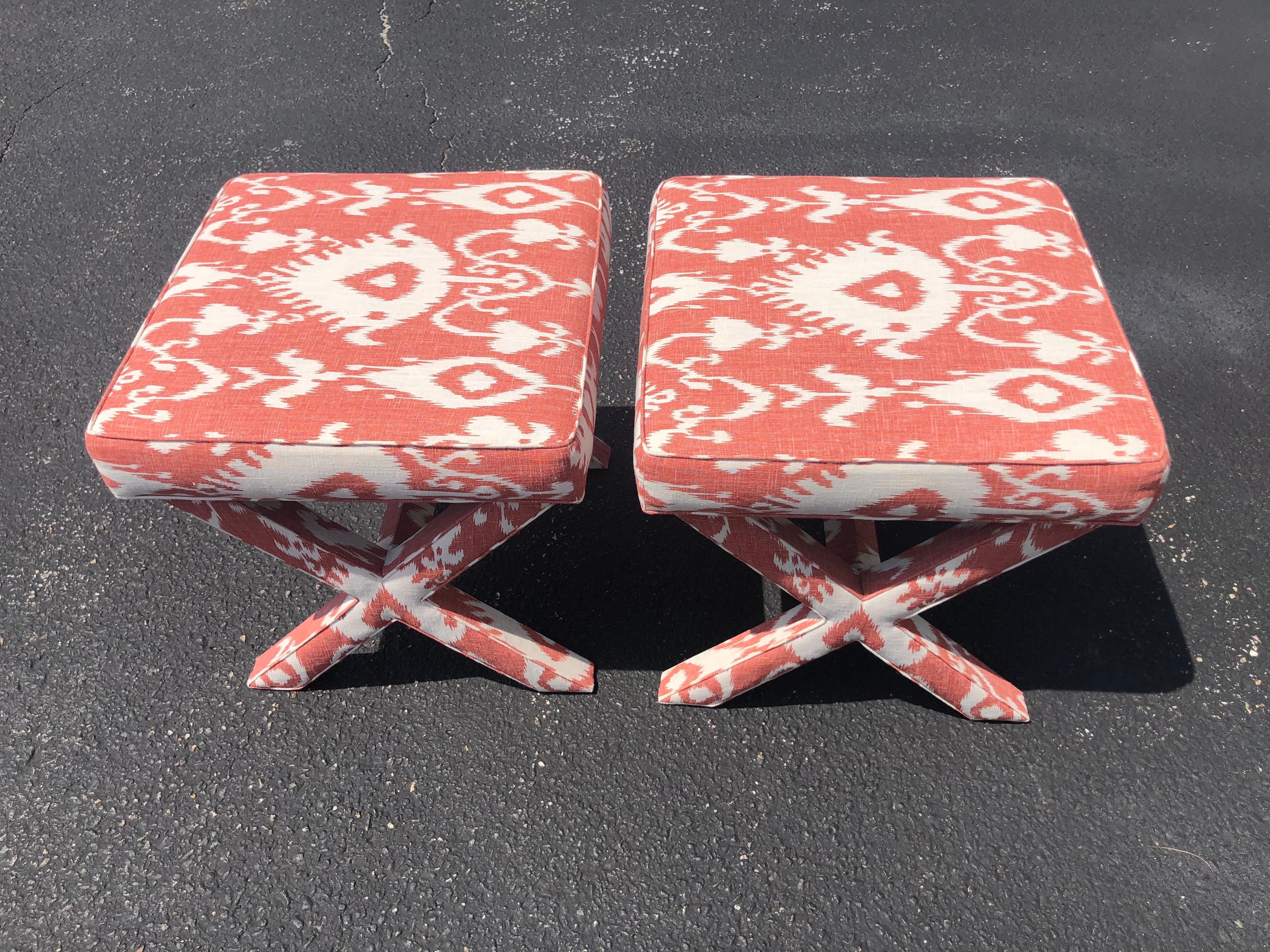 Ballard Designs Pair of X Based Ottomans 7