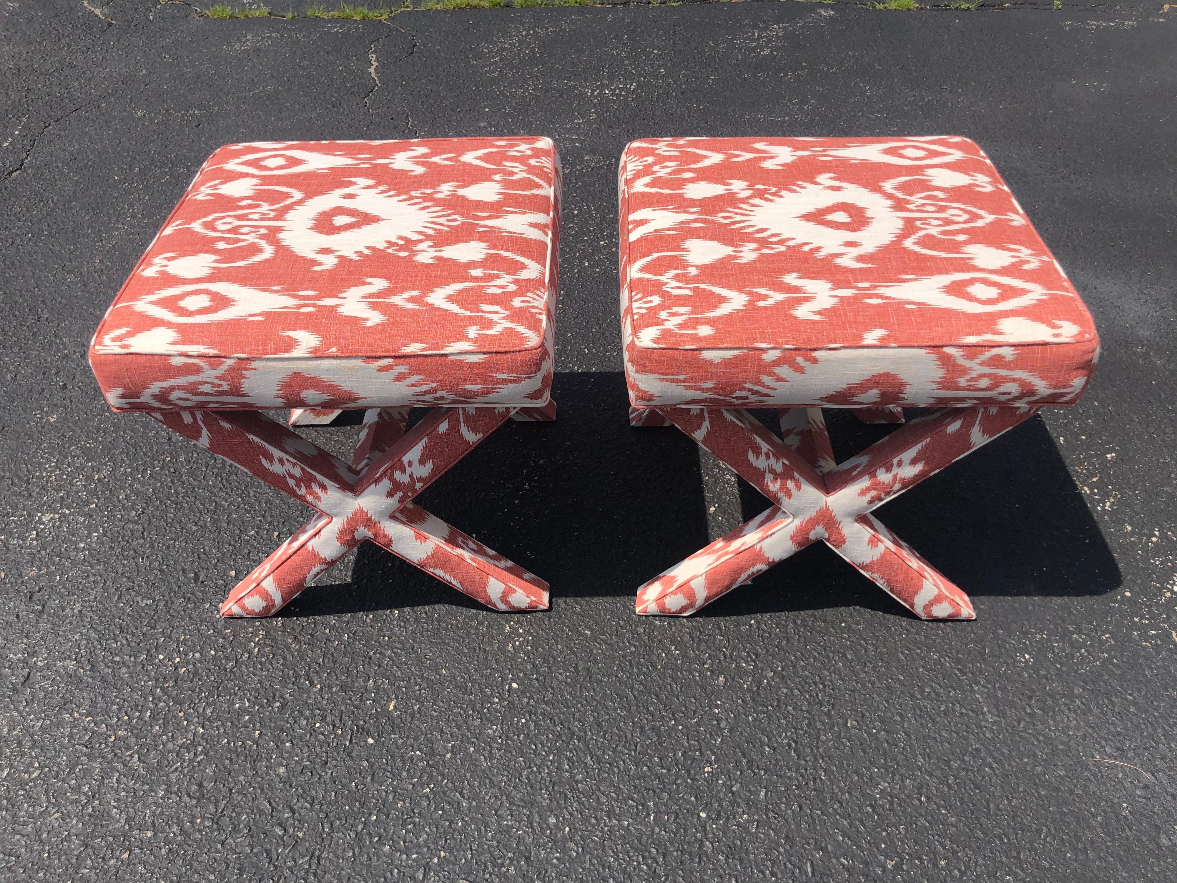 Ballard Designs Pair of X Based Ottomans 9