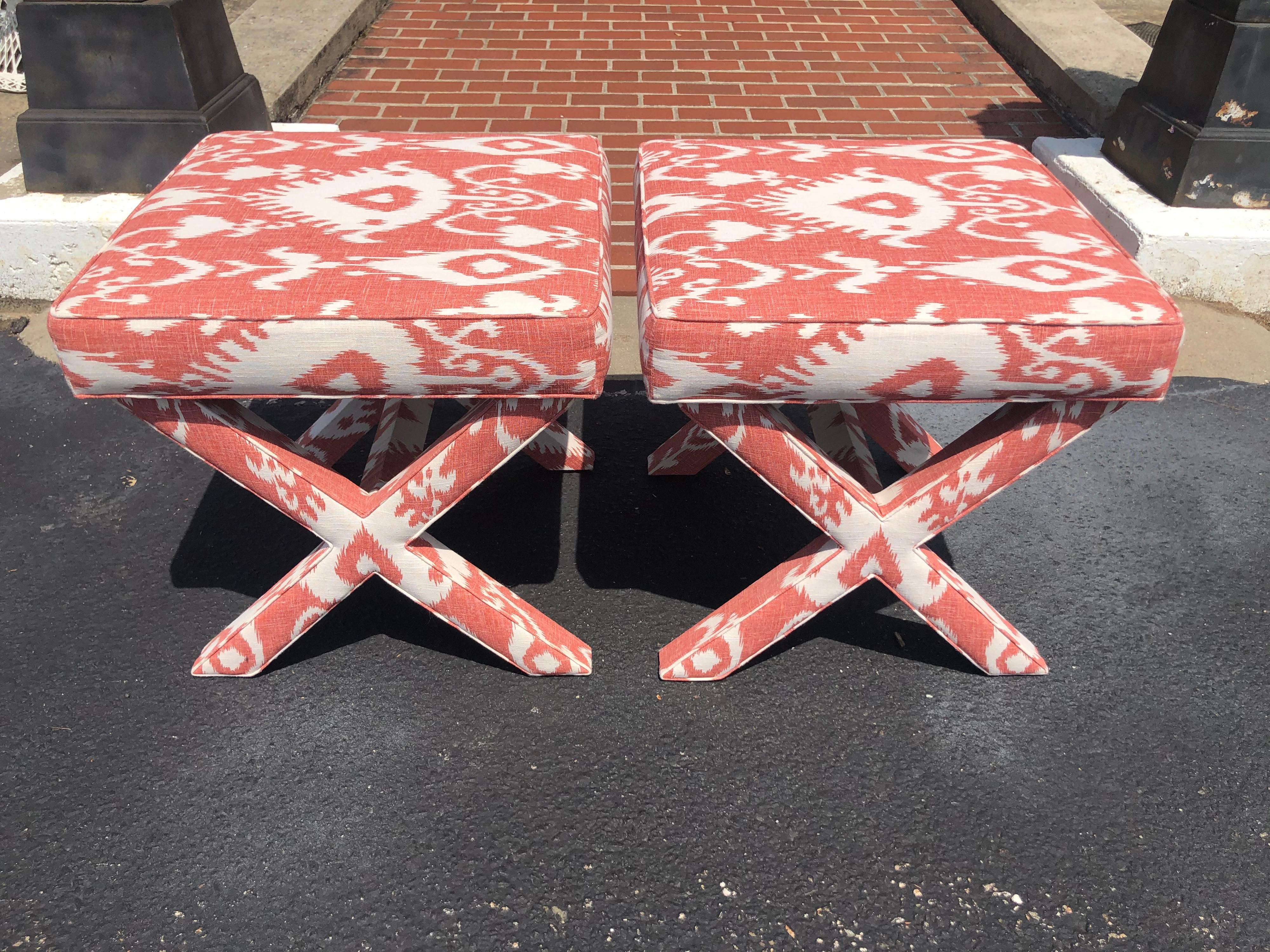 Cotton Ballard Designs Pair of X Based Ottomans