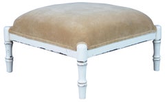 Ballard Designs Suede Foot Rest Stool Ottoman Pouf Bench Seat Square Chic