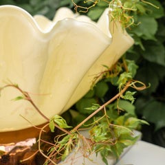 Bol sculptural en verre de Murano à effet marbré crème et or rouge Ballarina