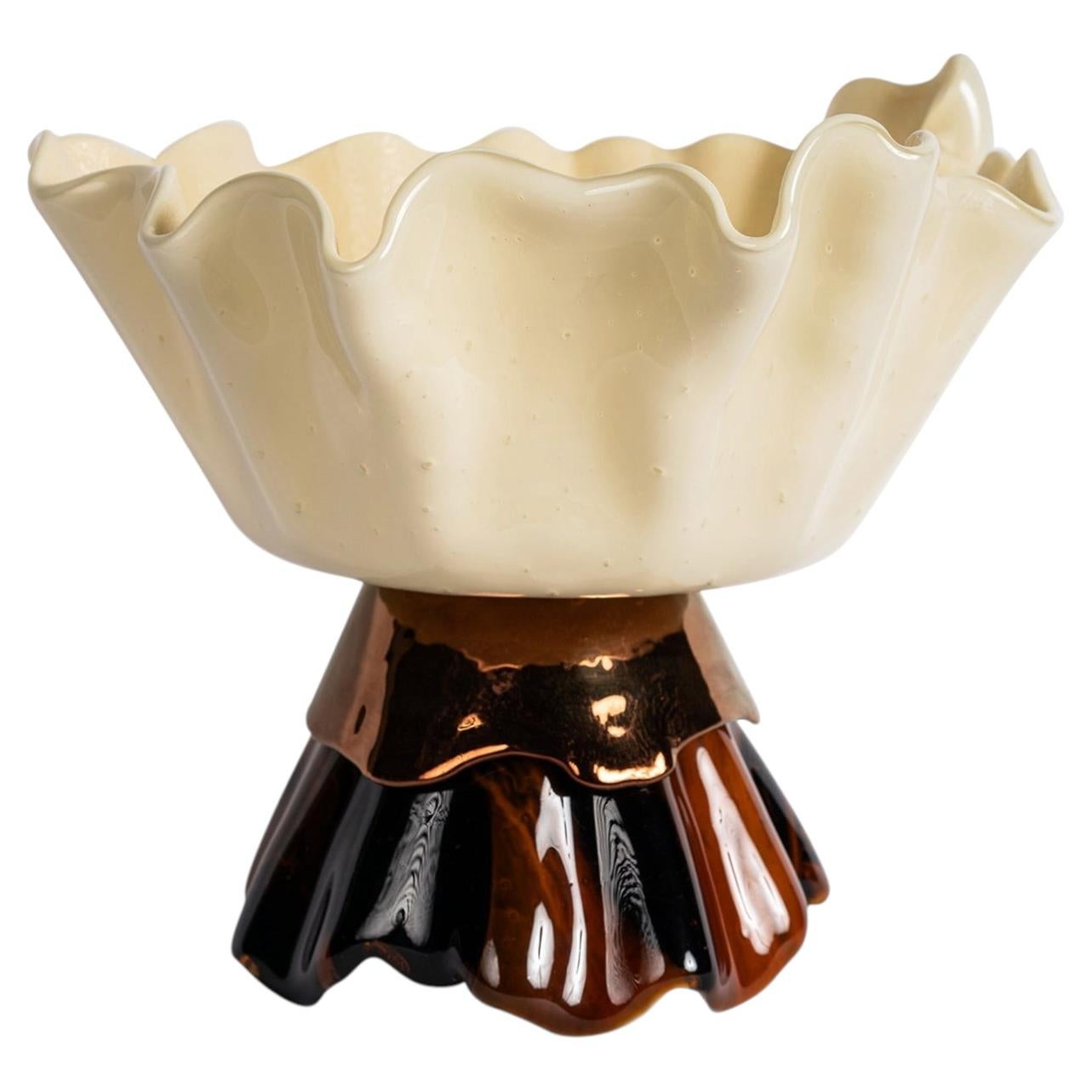 Ballarina Cream and Red Gold Marble effect Murano Glass Sculptural Bowl For Sale
