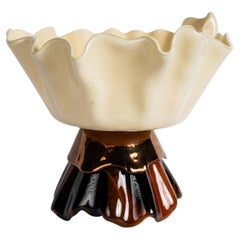 Bol sculptural en verre de Murano à effet marbré crème et or rouge Ballarina