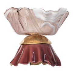 Ballarina Gold and Pink Marble effect Murano Glass Sculptural Bowl