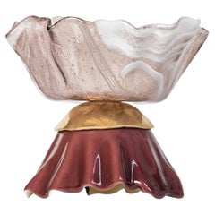 Ballarina Gold and Pink Marble effect Murano Glass Sculptural Bowl