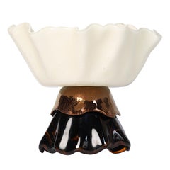 Cuenco escultórico de cristal de Murano efecto mármol marfil y oro rojo Ballarina