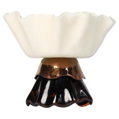 Cuenco escultórico de cristal de Murano efecto mármol marfil y oro rojo Ballarina