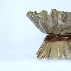 Ciotola scultorea in vetro di Murano effetto marmo Ballarina, oro rosso e bronzo