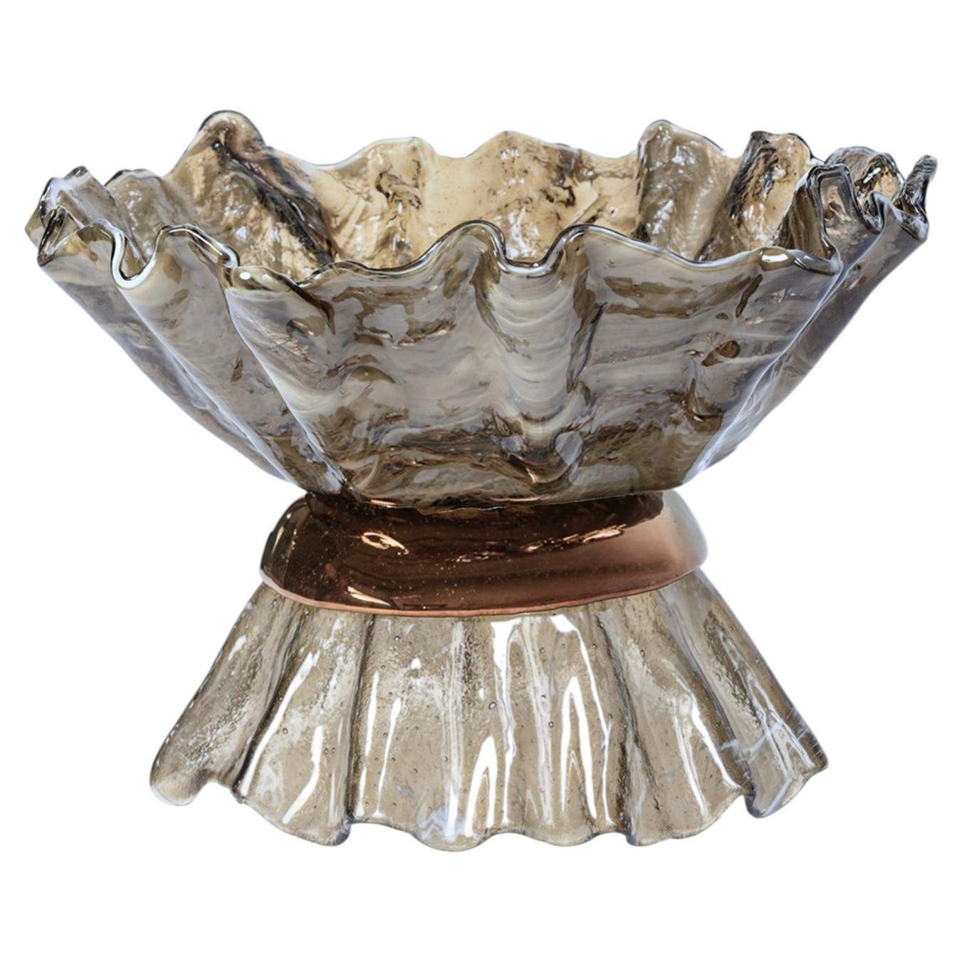 Ballarina Red Gold and Bronze Marble effect Murano Glass Sculptural Bowl For Sale