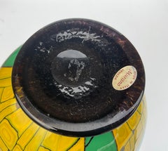 Ballerin Murano Art Glass Vase Yellow Murrine Decorated Signed by the Artist