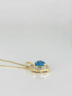 Ballerina Baguette Diamond Heart, 14 Karat with Swiss, Heart Blue Topaz