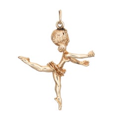 Ballerina Charm Vintage 14k Yellow Gold Ballet Dancing Jewelry Estate Fine