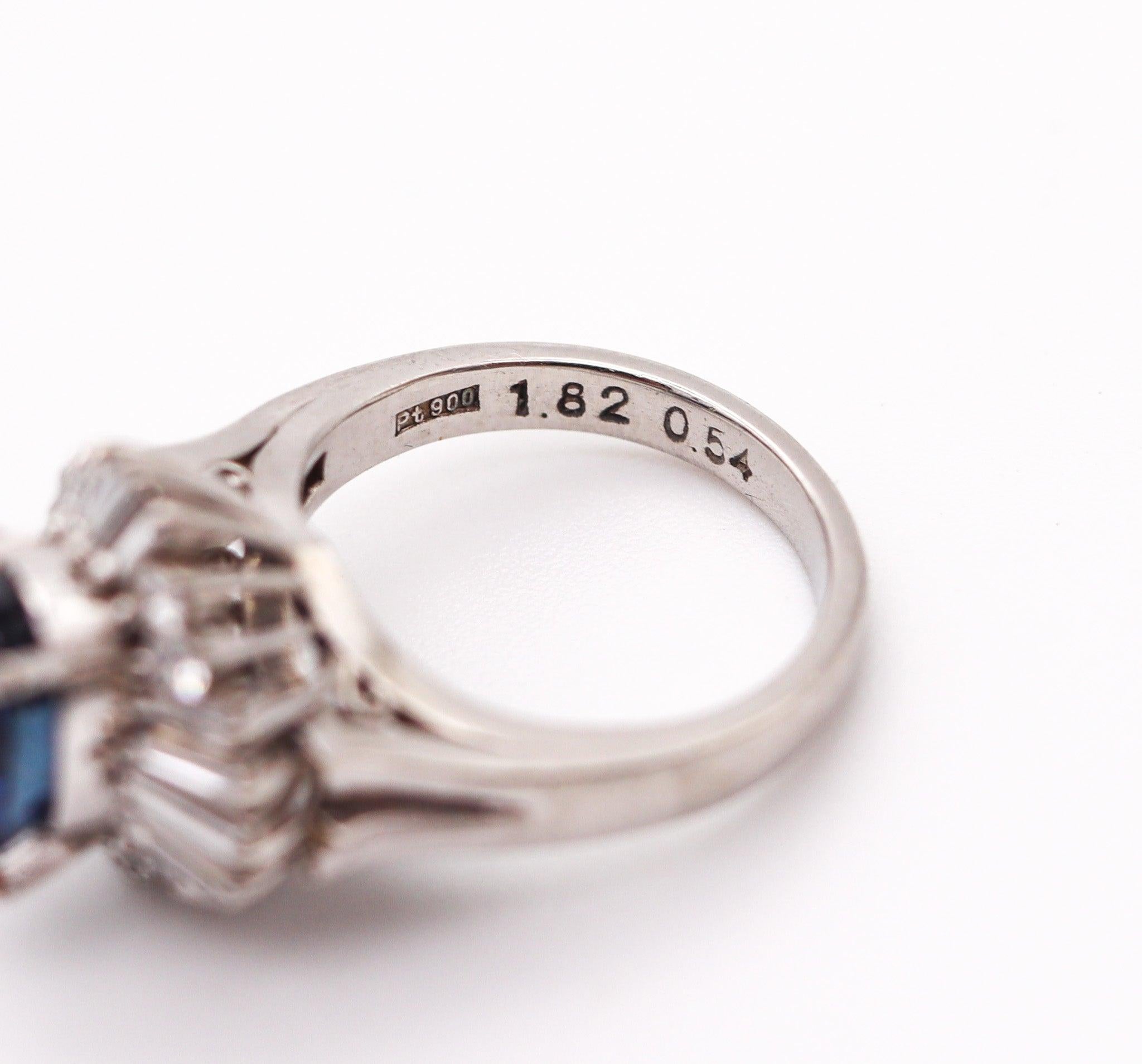 BALLERINA Classic Ring In Platinum With 2.38 Ctw In Sapphires And Diamonds In Excellent Condition For Sale In Miami, FL