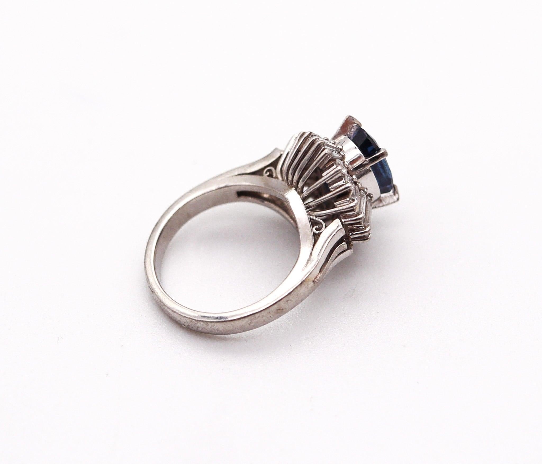 Women's BALLERINA Classic Ring In Platinum With 2.38 Ctw In Sapphires And Diamonds For Sale