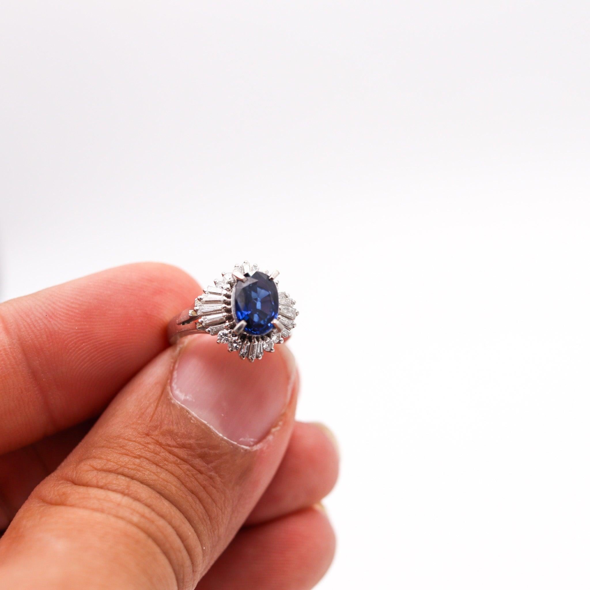 BALLERINA Classic Ring In Platinum With 2.38 Ctw In Sapphires And Diamonds For Sale 1