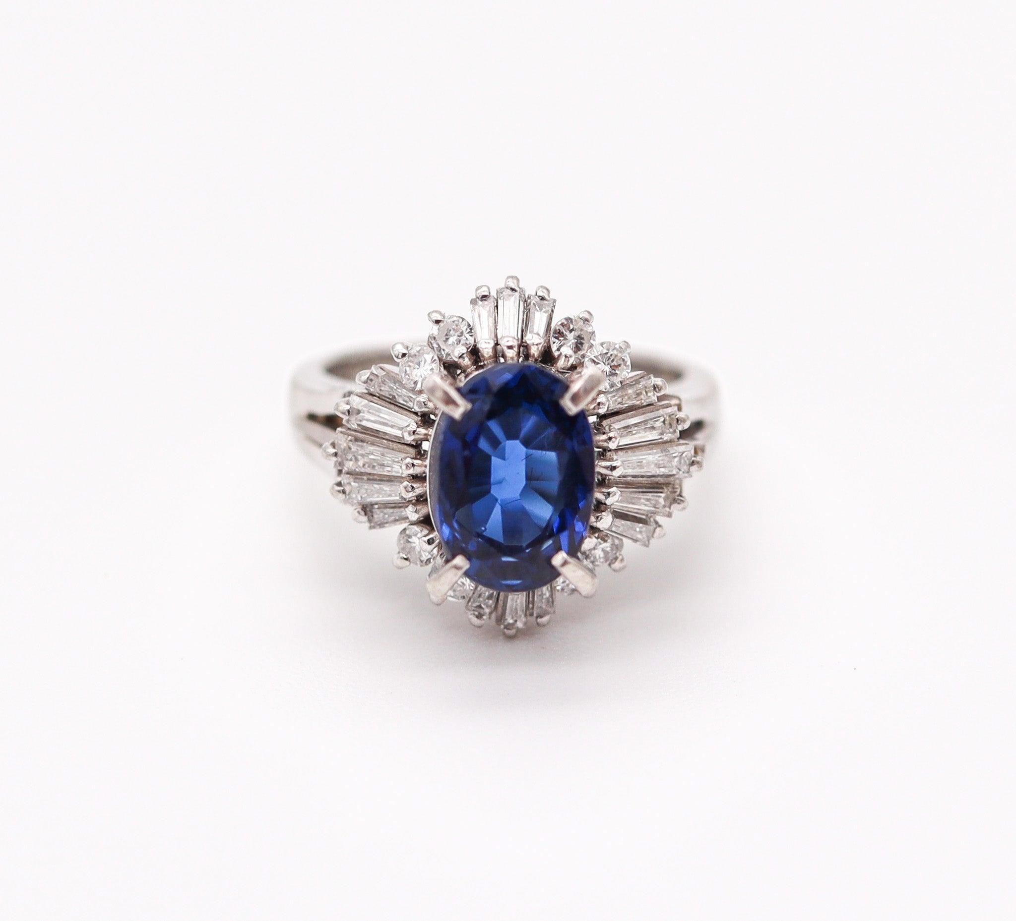 BALLERINA Classic Ring In Platinum With 2.38 Ctw In Sapphires And Diamonds For Sale 2