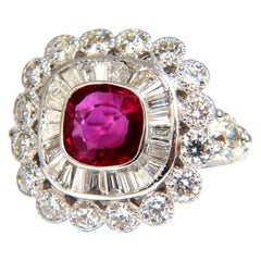 Ballerina Cocktail Cluster No Heat Ruby Diamond Ring 4.58 Carat 18 Karat