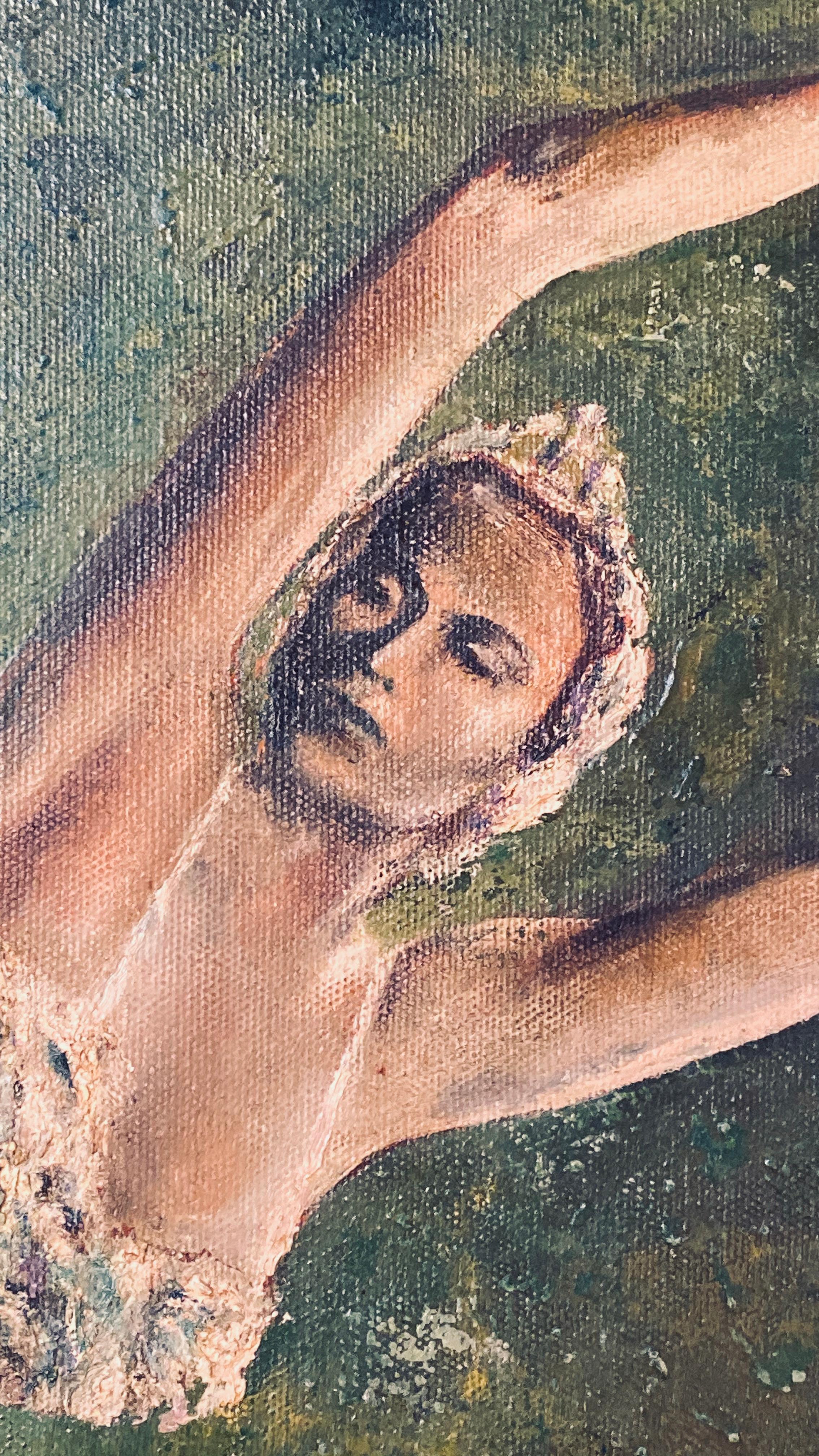 Ballerina Dancer Oil on Canvas In Excellent Condition For Sale In Pasadena, CA