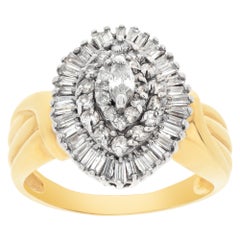 Ballerina diamond ring in 14k gold. 1.42 carats in diamonds. Size 9