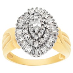 Ballerina diamond ring in 14k gold. 1.42 carats in diamonds. Size 9