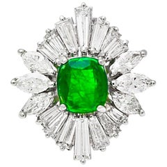 Ballerina Green Emerald and Diamond Ring