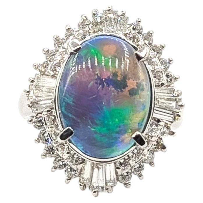 Ballerina Opal & Diamond Ring in Platinum