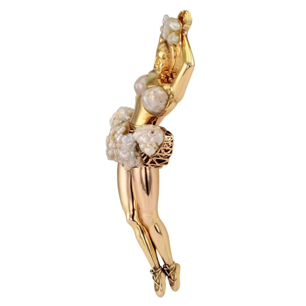 Ballerina Pearl Brooch Attributed to Paul Flato In Excellent Condition In Los Angeles, CA